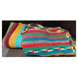 Vtg Hand Crocheted Afghans-Stripe Pattern.