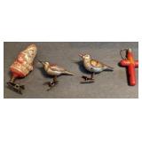 Vtg. Glass Clip-on Christmas Tree Ornaments