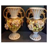 Capodimonte Porcelain Two-Handled Vases w/