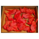 Vtg. Feathered Red Bird Wire-On X-Mas Ornaments