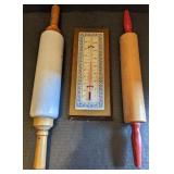 Lot of Rolling Pins and Thermometer