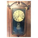 Elgin National Watch Co Wall Mount Clock with Key