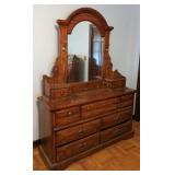 Vtg Owosso Solid Oak Vanity Dresser Cabinet