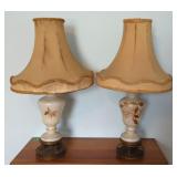 Pair of Matching Milk Glass Lamps w/Shades.