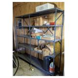 Metal Rack 72" w/ contents. Affixed to wall,