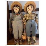 Scarecrows with Wooden Stools 43in Bidding 2