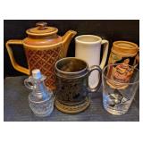 Lot of Beer Stiens, Tea Pot, Glass Bottle and