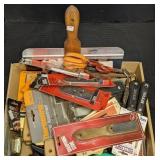 Flat of Various Tools - Scrapers, Putty Knives,