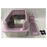 (ZZ) RIZZARI Stainless Steel Pink Cat Litter Box
