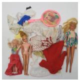 Vintage Mattel Barbie Dolls, Clothes, and Mirror