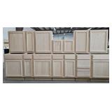 (WE) Unfinished Oak Kitchen Cabinets 12 Pieces