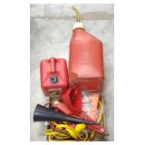 (O) Jumper Cables, 2Gal Gas Can, Safety Triangle,
