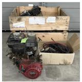 (J) Assorted Small Engines In A Wooden Box, 20In