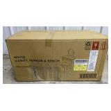 (R) Powell Furniture Bedroom White Vanity, Mirror