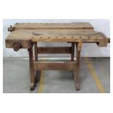(AH) Antique Carpenter Workbench, 4 Wood Clamps