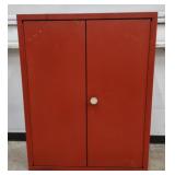 (Q) Red Metal Wall Mount Garage Cabinet with