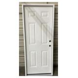 (WE) 6 Panel Wood Entryway Door, White, Left Hand