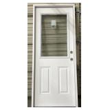 (WE)  Wood 3 Panel Door With Clear Glass, Left