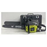 (ZZ) Ryobi 18 Inch Yellow Chainsaw And Case.