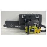 (ZZ) Ryobi 16 Inch Yellow Chainsaw And Case.
