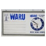 Vintage WARU Radio Station Lighted Sign With Clock