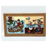 Walt Disney Donald Duck Hand Painted Framed Glass