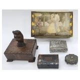 (5) Vintage Wood & Metal Boxes