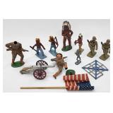 Lot Of Vintage Lead Soldiers Lincoln Log & More