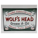 Wolfï¿½s Head Motor Oil Embossed Metal Sign
