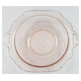 Pink Mayfair Handled Depression Glass Bowl