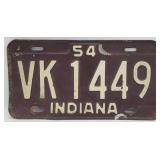 1954 Indiana License Plate