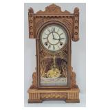 Antique Oak Waterbury Mantle Clock