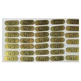 Lot Of 34 Vintage Brass Numbered Tags / Plaques /