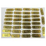 Lot Of 35 Vintage Brass Numbered Tags / Plaques /