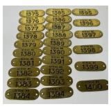 Lot Of 26 Vintage Brass Numbered Tags / Plaques /