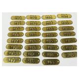 Lot Of 31 Vintage Brass Numbered Tags / Plaques /