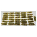 Lot Of 31 Vintage Brass Numbered Tags / Plaques /
