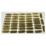 Lot Of 43 Vintage Brass Numbered Tags / Plaques /