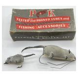 Vintage P&K Mouse Fishing Lures In Box / Pachner