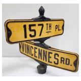 Vintage 157th Pl. & Vincennes Road Street Sign