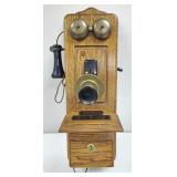 Vintage Oak Replica Pay Wall Telephone