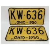 1950 Ohio License Plate Set