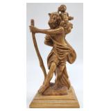 Vintage Hand-Carved Wood St. Christopher Figurine