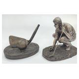 (2) Bronze Finish Golf Figurines