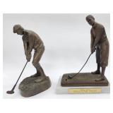 (2) Bronze Finish Golf Figurines W/ Bobby Jones