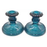 (O) Bicentennial Colonial Blue Glass Candlestick