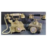 (Q) 2 Ornate Rotary Desk Top Telephones