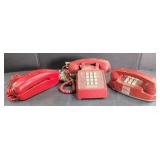 (Q) 3 Red Desk Top Telephones
