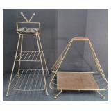 (N) MCM Brass-Tone Ashstray Stand & Magazine Rack