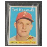 (II) 1958 Ted Kazanski Baseball Trading Card.  In